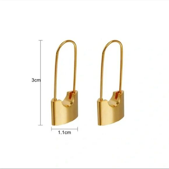 New Unique 14k Gold Plated Dangle Lock Earrings - Picture 3 of 5